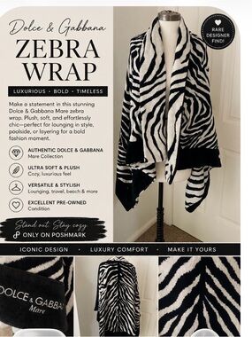 Dolce & Gabbana Black and White Zebra Plush Wrap
